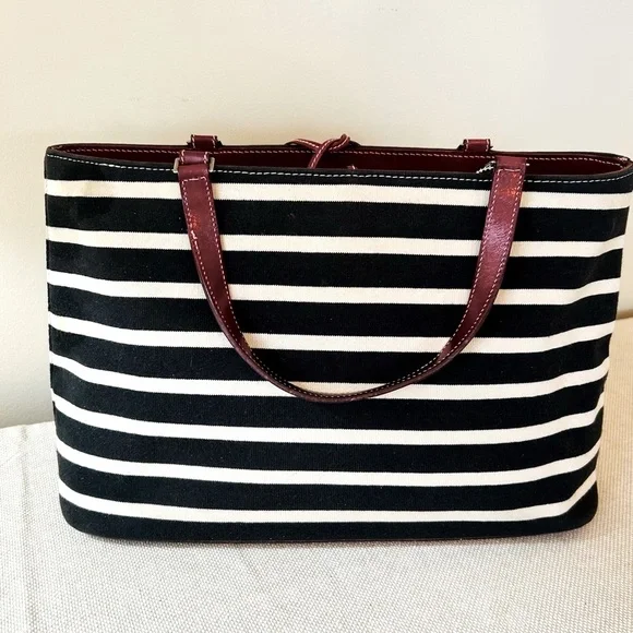 Kate Spade New York Black and White Striped Tote